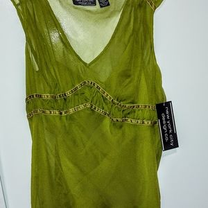 Size 14 New York Design company green Silk 2-piece blouse